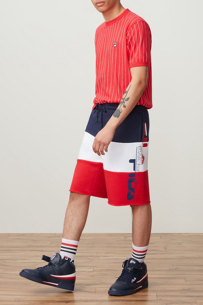 Fila Shorts Mens Navy/White/Red Stu - Ireland 19028-VRYI